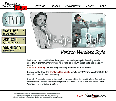 Verizon Wireless Style old site